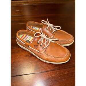SAS Catalina Boat Deck Sandstone Brown Leather Womens Size 7 W Shoes USA Made